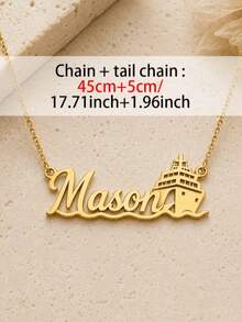 Personalized Custom Name Anchor Ship Necklace, Stainless Steel Pendant, Couple Commemorative Gift, Creative English Name Letter Necklace, Ocean Captain Sailor Style Jewelry, Birthday Gift, Anniversary, Friendship And Family Gift - Multicolor - View 6
