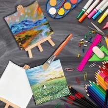 10/6pcs Mini Canvas And Easel Set, Canvas Size 4"X4", Easel Size 3.1"X5.9", Suitable For Painting, Oil Painting And DIY Graffiti In Multiple Occasions, Christmas Gift, School Supplies - Multicolor - View 4