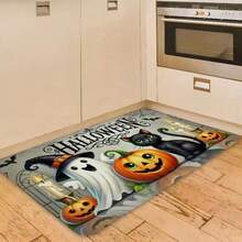 1pc Halloween Pumpkin Cat Design Doormat, Welcome Mat, Polyester Fiber Area Rug Suitable For Laundry Room And Kitchen, Room Decor, Guest Room Decor - E - View 2