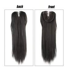 Wig Penutup Rambut Belahan Tengah Tenun Tangan Area Luas untuk Wanita, Penutup Rambut Mahkota Tinggi Tipis Ringan Tanpa Sambungan dengan Klip, Aksesori Rambut - Coffee Brown - View 4