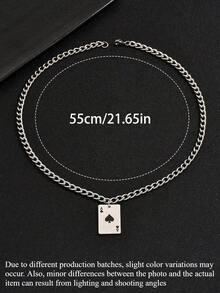 1pc Men's Stainless Steel Fashion Poker Series Pendant Necklace Street Rock Style - Multicolor - View 3
