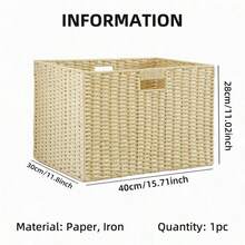 Handmade Woven Storage Box, Oriental Zen Style Solid Color Storage Bin, Living Room Tabletop TV Cabinet Wardrobe Storage Organizer,Modern Boho Rope Plant Hangers, Wood Rattan Geometric Baskets, NaturalMix Metal Frame Accents For Coastal Garden Decor,For Back To School - Multicolor - View 7