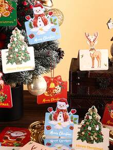 10-Pack Hanging Christmas Cards, 6 Creative Holiday Card Designs, Christmas Tree And Family Wall Decorations, Party Gift Decor Cards - Multicolor - View 5