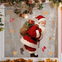 1pc PVC Christmas Santa Claus Glass Window Sticker, Self-Adhesive Decorative Decal - one-size - View 5