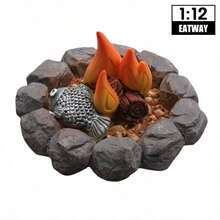 1pc Miniature Campfire Decoration, Model, Handmade Craft, Resin Mini Figurine Ornament, Aquarium Fish Tank Decor Accessory, Suitable For Miniature Scene Building, Model Enthusiasts, DIY Handmade, Craft Lovers - Bonfire Model - View 6