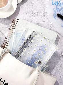 1pc A6 Daisy Transparent PVC Loose Leaf Waterproof Budget Planner Notebook - Multicolor - View 4