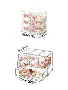 Mini Desktop Drawer Storage Box With Bow Decoration, Multi-Layer Jewelry And Cosmetics Storage Box, Desktop Storage, Suitable For Dressing Tables, Bedrooms, Office Supplies, Birthday Gifts, And School Season Gifts. - Multicolor - View 9
