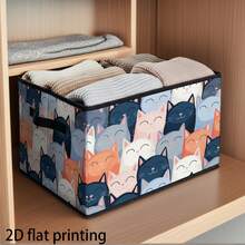 1pc Tropical Floral Pattern Collapsible Rectangular Storage Box, Storage Bin, Storage Basket, 2D Flat Print, Reinforced Double Handles, Great Helper For Home, Work, Halloween And Other Holiday Storage, Suitable For Clothing And Bedding Organization, Dorm Books And Various Items Storage And Classification, Also Perfect For Travel, Moving, Camping, Car Storage And Other Multi-Functional Uses. - Multicolor - View 6