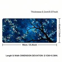 1pc Leather Desk Mat, Mysterious Blue Cherry Blossom Extended Mouse Pad - Large Japanese Night Flower Desktop Pad, For Office And Gaming, Beautiful Desktop Leather Protective Pad, Washable, Non Slip Base, Suitable For Home Office Use - View 13
