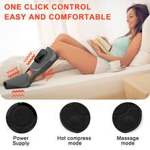 Cordless Air Compression Leg & Foot Massager With Graphene Heat, 3-Speed Electric Heated Calf & Foot Massaging Wrap With Digital Display For Muscle Relaxation,Single Pack, Black - Black - View 5