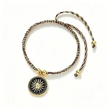 1Pc Vintage Pendant Braided Bracelet Adjustable Boho Nylon Rope Bangle For Women Couple Friendship Beach Jewelry Gift - Sun Black - View 19