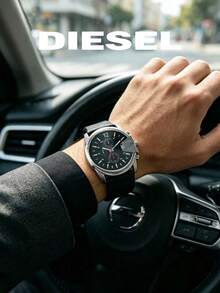 Diesel Men Chronograph Quartz Watch DZ4182, Large Polished‑Silver Housing Black Dial Red Hands & Date, Practical Stylish Timepiece For Gentlemen Gift - Silver - View 3
