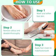 A Combination Of Professional Foot Grinding Files And Calluses Removal - Made Of Stainless Steel Material With An Ergonomic Handle That Can Easily Remove Hard Skin, Calluses, And Dryness, Making Your Feet Soft And Smooth - Multicolor - View 4