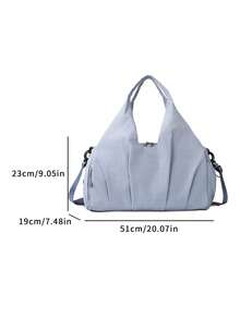 Casual Minimalist Style Fashionable Solid Color Travel Bag, Large Capacity Niche Design Single Shoulder Bag, Suitable For Short Distance Travel. - Blue - View 6