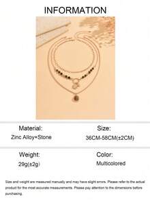 3pcs/Set Vintage Luxury Tiger Eye Beaded Sun Pendant Necklace Set, Fashionable Maillard Color Scheme Women's Neck Jewelry, Suitable For Daily Wear, Shopping, Party, Gathering, Autumn/Winter Outfit And Music Festival - Multicolor - View 6
