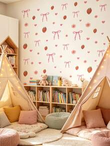 1 Set Self-Adhesive Wall Stickers, Strawberry, Butterfly And Flower Pattern, Suitable For Baby Room Decoration - Multicolor - View 5