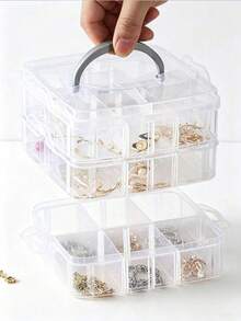 Stackable Plastic Storage Box With Lid Handle Multi-Compartment Organizer For Beads Rhinestones Nail Art Jewelry Accessories Craft Items Small Container Holder - Multicolor - View 9