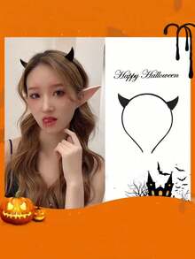 1PC Halloween Dark Witch Punk Horn Headband Gothic Style Party Costume Hair Accessory Photo Prop Headpiece - Perfect Gift - Multicolor - View 10