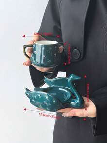 1 Set Ceramic Creative Swan Gold-Trimmed Coffee Cup & Saucer, Home Kitchen Restaurant Living Room 1 Cup 1 Saucer, Suitable For Tea/Coffee/Milk/Fruit Juice, Ideal For Outdoor Wedding Party Gift Birthday Christmas - Multicolor - View 11