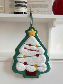 1pc Hanging Cute Cartoon Christmas Pattern Hand Towel, Strong Absorbent Quick Dry, Coral Fleece Microfiber Material, Suitable For Bathroom, Kitchen, Living Room Decor - Multicolor - View 11