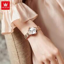 OLEVS Women's Quartz Watch Stainless Steel Strap Minimalist Roman Numeral Dial Crystal Accents Elegant Wristwatch Birthday Gift For Women - Rose Gold - View 9