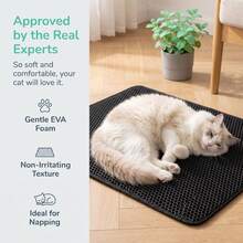 IISVGE Cat Litter Mat, Double-Layer Honeycomb Cat Litter Trapping Mat, Waterproof Backing, Easy To Clean And Washable, Suitable For Small Spaces - Black - View 11