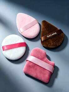 4 Pieces Multi‑Shape Velvet Powder Puff Set Soft Cosmetic Makeup Blending Puffs For Face Makeup, Random Color - Multicolor - View 2