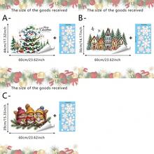 1/3pcs Festive Winter Christmas Static Window Decals, Cartoon Snowman Santa Pine Tree Gift Snowflake Glass Clings, Glue‑Free Reusable, For Home Store Front Door Window Xmas Holiday Wall Decor - Multicolor - View 15