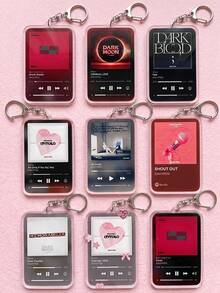 1Pc/9Pcs EN-HYPEN Boy Group Music Player Interface Style Album Acrylic Keyring Packs, Including Drunk-Dazed, Dark Blood, Romance: Untold And Other Popular Album And Song Playback Interface Designs, Fashionable Bag Charm, Suitable For: Back To School Season, Fan Gifts, Exquisite Collection, All Seasons - Multicolor - View 3