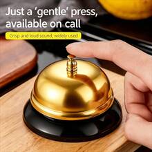 1 Metal Call Bell, Office Desk Bell, Service Bell, Plated Surface, Suitable For Hotel, School, Restaurant And Warehouse Desktop Service Bell/Handbell, Pet Training Cat Dog Answer Bell, Battery Free, Game Horn And Home Dispute Answer Bell, Suitable For Home, Kitchen, Front Desk - A - View 2