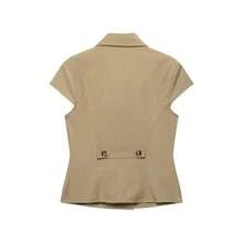 DEEKA Autumn New Women's European And American Style Fashion Minimalist Versatile Solid Color Lapel Double-Breasted Waist-Cinching Shirt - Khaki - View 6