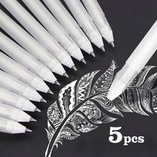 5pcs White Fluorescent Gel Pens, Artist Sketching Marker Gel Pens - Sets - View 7