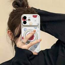 1PC Ins Style Red Rose Shell Flower Bow Pattern Stand Phone Case, Silver Large Window PU Leather Material Compatible With IPhone 17/17 Pro Max/17 Pro/13/16 Pro Max/16/15/14/12 Pro Max/13 Pro Max/11 Pro/14 Pro/15 Pro/12, Fashion Protective Soft Shell, Premium Luxury, Unisex Phone Case Suitable For Friends And Couples Gift - Multicolor - View 5