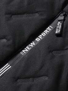 Men's Fleece Jacket, Featuring Fleece Lining Design Simple & Stylish Warm, Suitable For Urban Casual Wear, Outdoor Travel. - Black - View 6