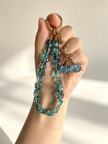 Cherry Car Keychain, Asymmetrical Square Twisted Bead Car Key Chain, Outdoor Anti-Loss Keychain, Small Gift For Others - A - View 9