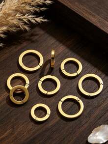1 Pc 18K Gold-Plated Stainless Steel Round Spring Clasp Connector, Suitable For Making DIY Necklaces, Bracelets, And Keychains - Pendants - View 4