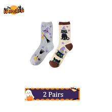 1/2/3 Pairs Of Plush Socks With Ghost And Bat Patterns, Cute And Fun Halloween Socks, Winter Women's Long Stockings And Pumpkin Socks For Couples - Multicolor - View 14