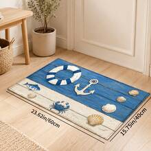 1pc Nautical Pattern Printed Faux Cashmere Kitchen Mat, Absorbent Kitchen Rug, Kitchen Floor Mat, Long Runner Mat, Sink Front Mat, Suitable For Kitchen, Bathroom, Entryway, Hallway, Laundry Room And Home Decor - Multicolor - View 14
