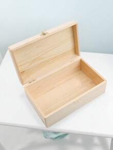 1pc Wooden Storage Box - Handmade, Jewelry & Cosmetics Organizer, Desktop Accessory, Gift Box, Keepsake Box, Ample Storage Space, Suitable For Home Organization, Perfect For Storing Jewelry And Cosmetics, (Wood Color May Vary Slightly) - Multicolor - View 3