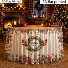 Christmas Themed Table Skirt, Classic Holiday Style, Suitable For Winter, Create Rich Christmas Atmosphere, Home Dining Room Party Table Decoration - A - View 1