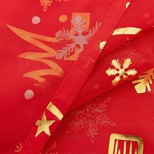 1 Panel Red Christmas Curtain, Christmas Tree & Snowflake Gold Foil Print Pattern Transparent Window Curtain, Light Filtering Window Decor, Suitable For Christmas Living Room, Bedroom, Door Curtain, Window Sheer - Red - View 4