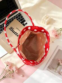 Y2K Style Sweet Polka Dot Mini Bucket Bag, Sweet Mini Bucket Bag, Casual Minimalist Small Tote Bag, Daily Shopping & Shoulder Bag - Multicolor - View 5