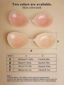 1 Pair Round Cup Elastic Self-Adhesive Bra With Invisible Shoulder Straps, Front Closure Design, Provides Chest Support, Is Comfortable And Reusable, Suitable For Pairing With Tank Tops, Swimsuits, Bikinis And Deep V-Style Clothing. - Multicolor - View 5