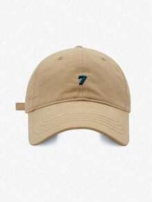 1pc Unisex Minimalist Number 7 Baseball Cap, Vintage Washed Dad Hat, Embroidered Logo, Adjustable Casual Hat, Suitable For Spring, Autumn, Summer Travel - A - View 12