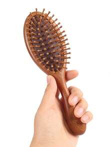 1pc Vintage Air Cushion Comb, Sandalwood Material, Handheld Makeup Cushion Design, Comfortable Scalp Massage, Home & Travel Use, Hair Styling Comb, Suitable For Home Use, Gift For Friends And Family - Brown - View 7