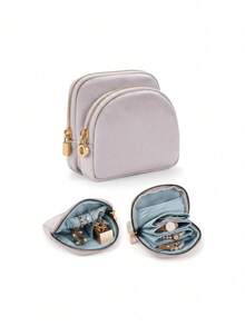 Portable Foldable Jewelry Storage Bag, Large Capacity Multi-Layer Compartments, Earring Ring Necklace Bracelet Stud Brooch Jewelry Organizer Box - Multicolor - View 10