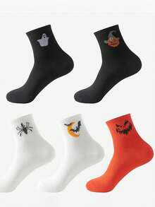 5 Pairs Funny Couple Sweat-Absorbing Casual Socks, Halloween Pumpkin Versatile Short Socks - Multicolor - View 3
