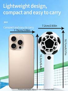 Cute Football Design Handheld Fan, Portable Mini Fan, USB Rechargeable, 1200mAh Battery, Suitable For Office, Travel, Summer Cooling - Multicolor - View 9
