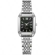 1/3pcs Women's Casual Chic Square Dial Quartz Wrist Watch With Steel Band, Fashion Vibe (Watch Box Not Included) - Black - View 4
