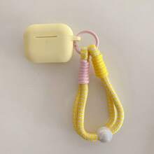 Cream Yellow Silicone Soft Shell Anti-Drop Earphone Case + Keychain Lanyard Compatible With Apple 2/3/4/ Pro 3 New Wireless Earphone Case Pro/Pro 2 Earphone Charging Case Protective Cover Premium Earphone Case - Yellow - View 3